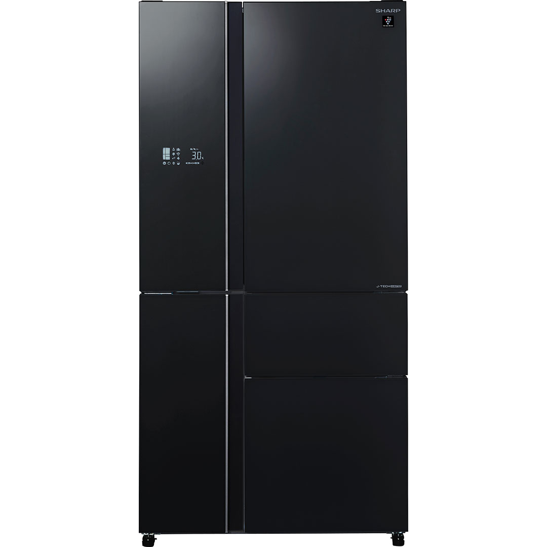Холодильник, 5ти дверный, нижняя морозилка, черный, стекло, класс A+, SJ-WX99A-BK