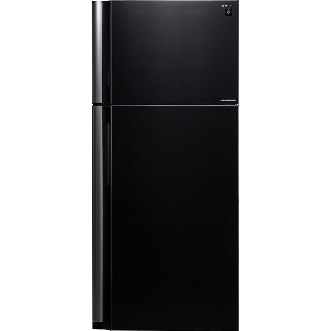 Холодильник, 2х дверный, верхняя морозилка, черный, металл, класс A++ SJ-XE59PM-BK