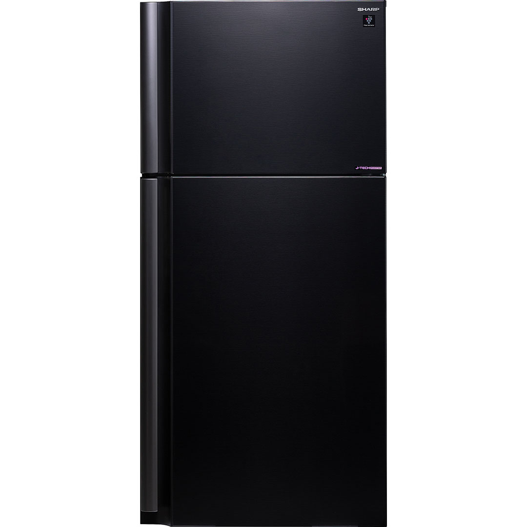 Холодильник, 2х дверный, верхняя морозилка, черный, металл, класс A++, SJ-XE55PM-BK