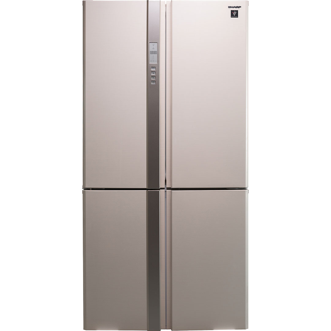 Холодильник, 4х дверный, нижняя морозилка, бежевый, металл, класс A, SJ-FP97V-BE
