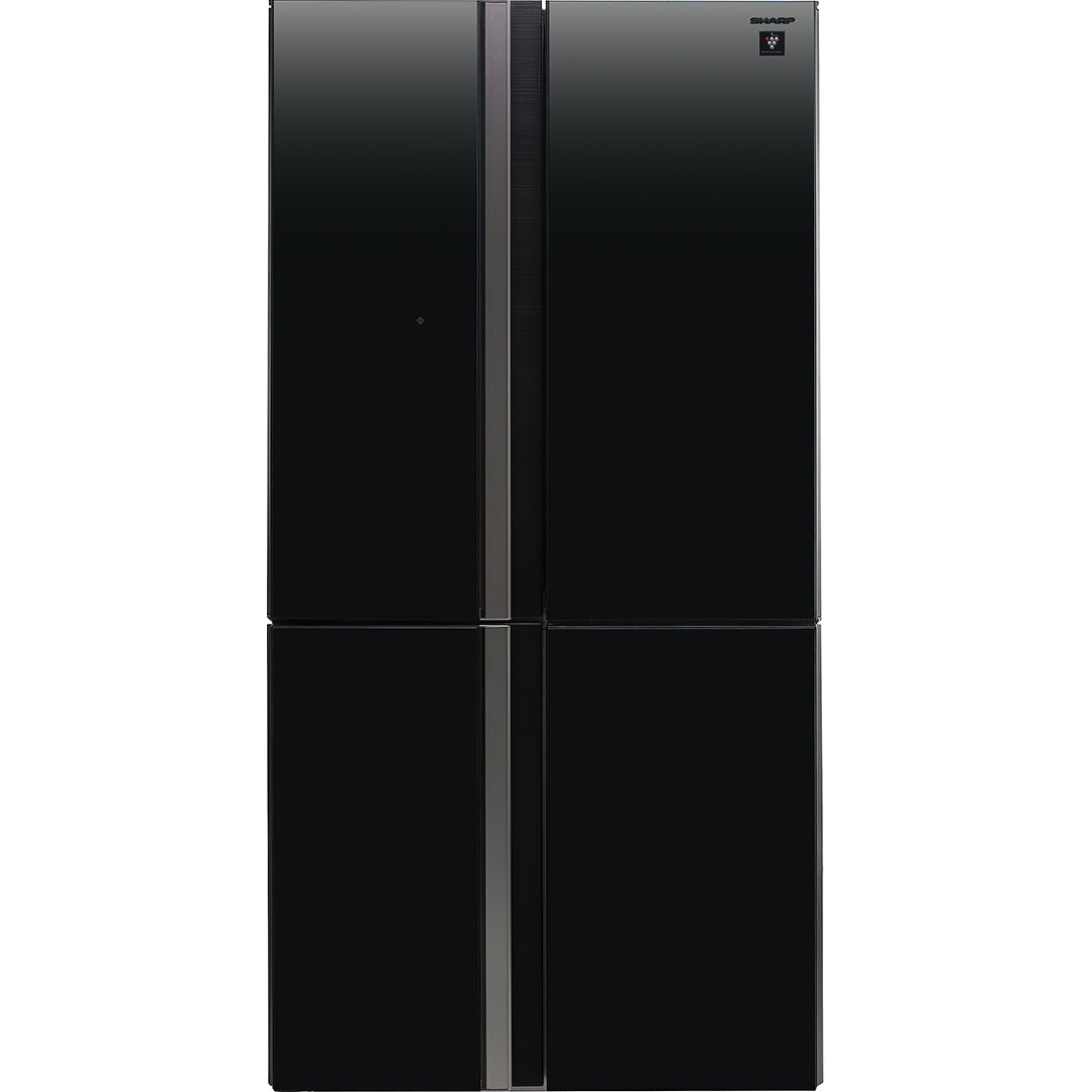 Холодильник, 4х дверный, нижняя морозилка, черный, стекло, класс A++, SJ-FS97V-BK