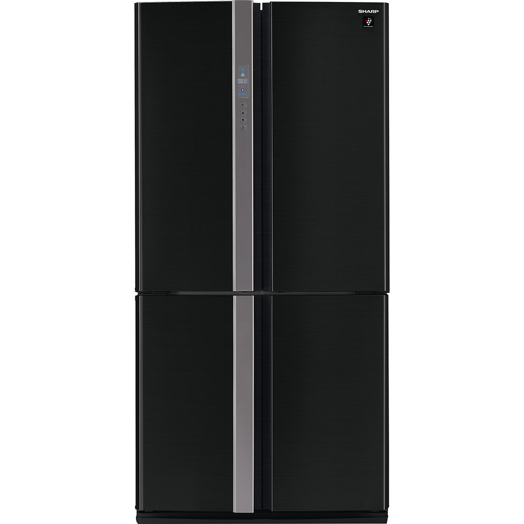 Холодильник, 4х дверный, нижняя морозилка, черный, металл, класс A, SJ-FP97V-BK