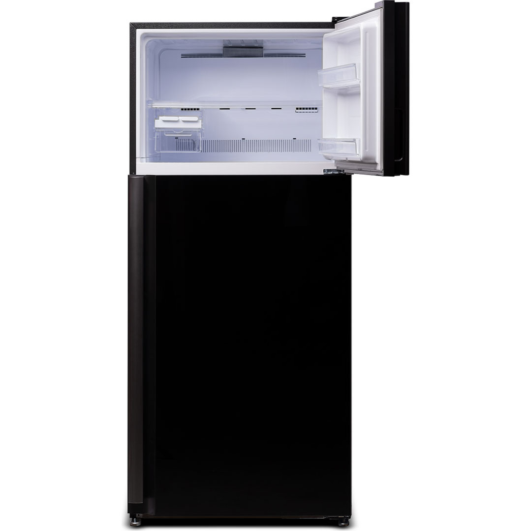 Холодильник, 2х дверный, верхняя морозилка, цвет: черный, стекло, класс A++, SJ-XP59PG-BK (SJXP59PGBK)