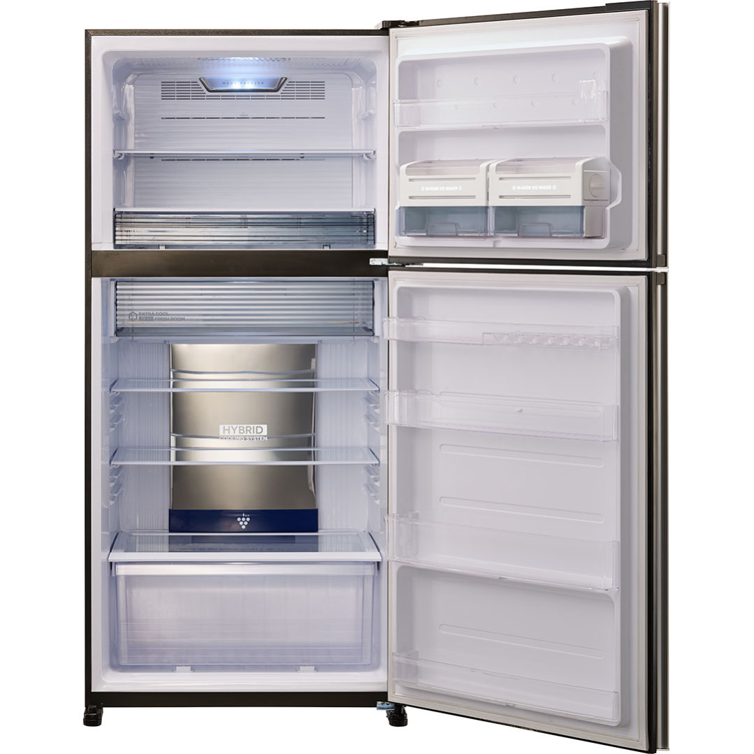 Холодильник, 2х дверный, верхняя морозилка, цвет: темно-красный, стекло, класс A++, SJ-XG60PG-RD (SJXG60PGRD)