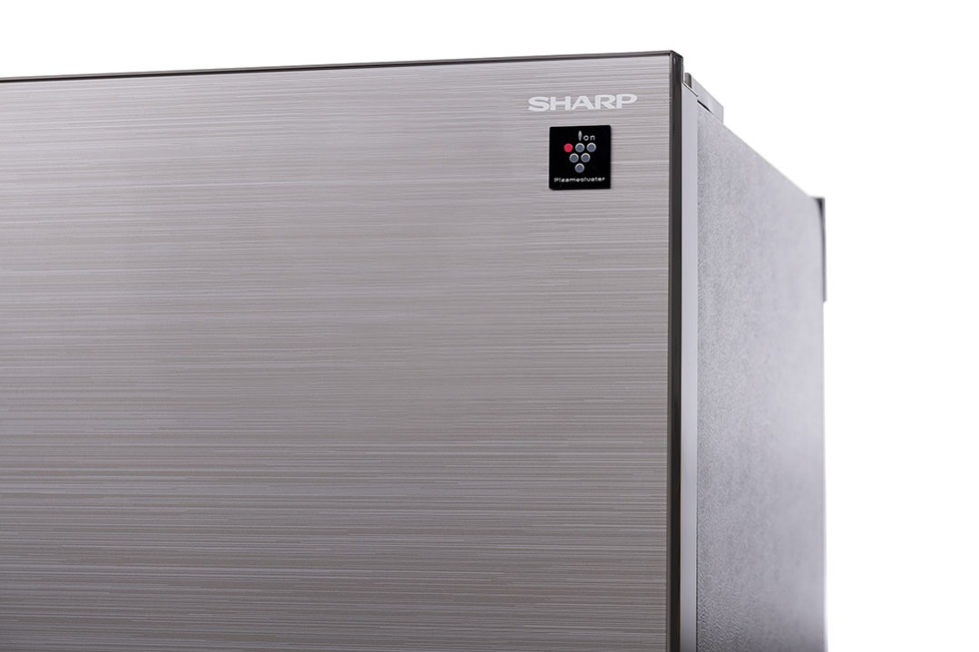 Холодильник, 2х дверный, верхняя морозилка, цвет: серебристый, стекло, класс A++, SJ-XP59PG-SL (SJXP59PGSL)