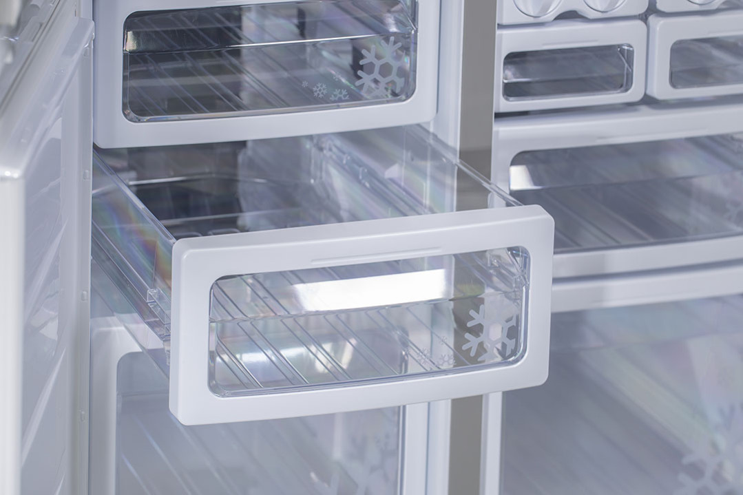 Холодильник, 4х дверный, нижняя морозилка, цвет: красный, стекло, класс A++, SJ-GX98P-RD (SJGX98PRD)