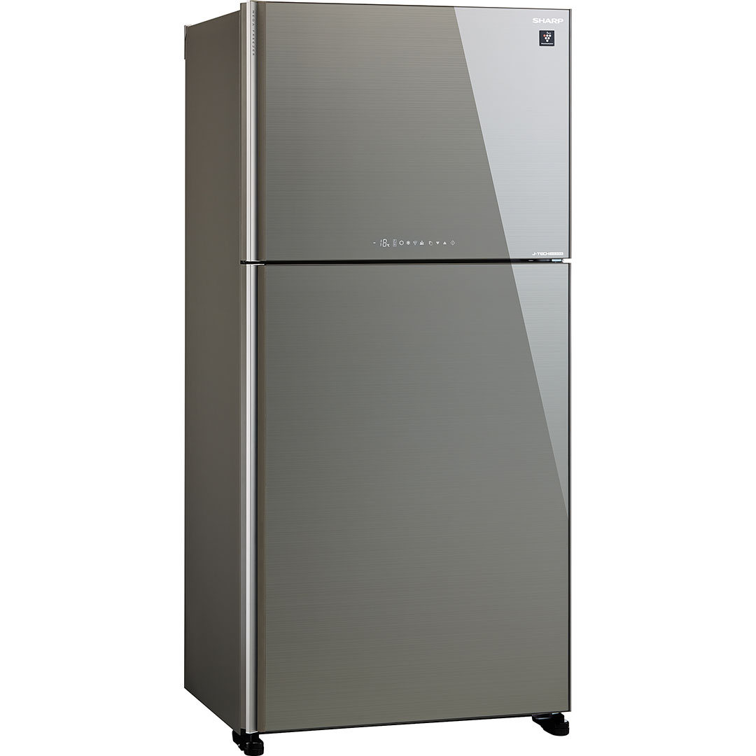 Холодильник, 2х дверный, верхняя морозилка, стальной, стекло, класс A++, SJ-XG60PG-SL